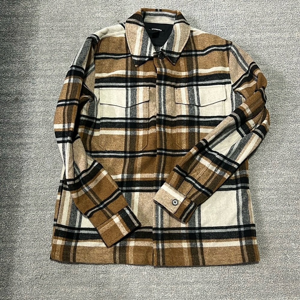 Express Plaid-Wool blend shirt jacket